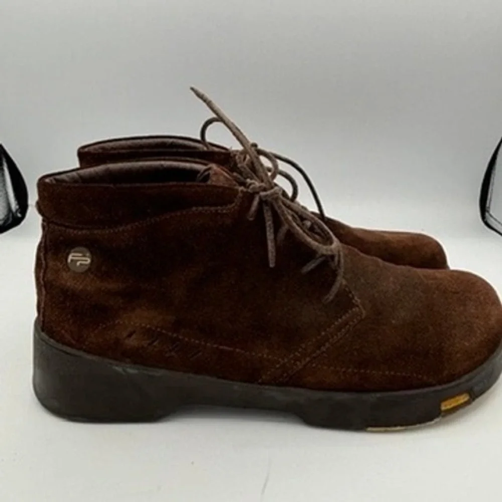 Footprints by Birkenstock Lace Up Boots Mens Sz 44 Brown Suede Chukka Comfort